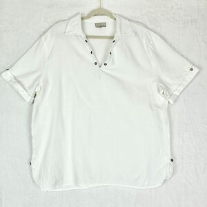 Bohio Cotton Gauze Top Mens Size Large White Short Sleeve V-Neck